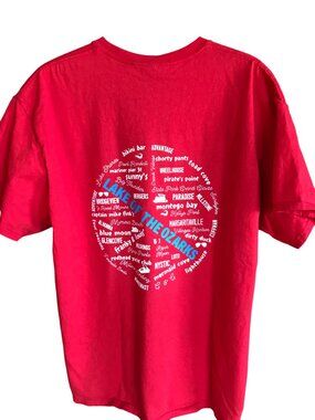 Lake of the Ozarks Tee LOZ Graphic T-Shirt Landmarks & Marinas Upcycled Red Sz L